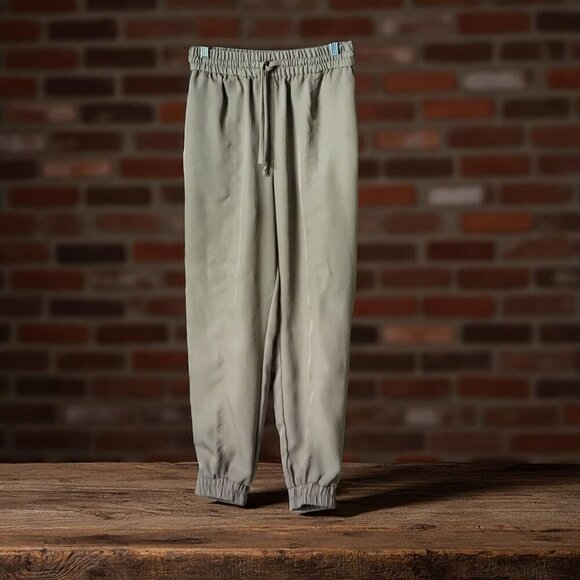 ZARA Tan Cream Neutral Casual Elastic Waist Pull on Pants Joggers- S - Picture 3 of 11